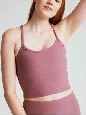 Beyond Yoga Spacedye Slim Racerback Cropped Tank in Orchid Blossom Heather